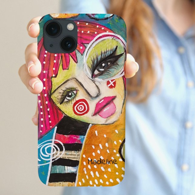 Abstract Whimsical Girl Colourful Pink Green Orang Case-Mate iPhone Case (Creator Uploaded)