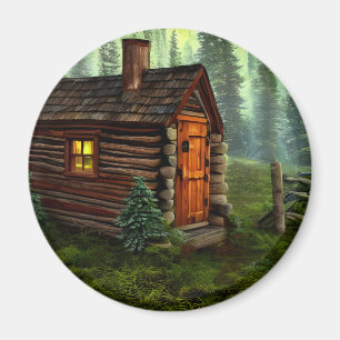 Abstract Whimsical Little Hunting Cabin Magnet