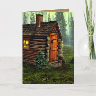 Abstract Whimsical Little Hunting Cabin Thank You Card