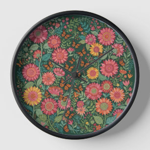Abstract Whimsical Sunflower Art Clocks