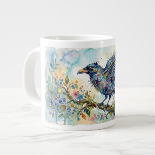 Abstract Whimsical Watercolor Crow Mug