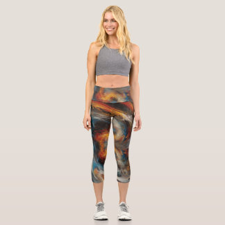 Abstract Whirlwind Art Paint Capri Leggings