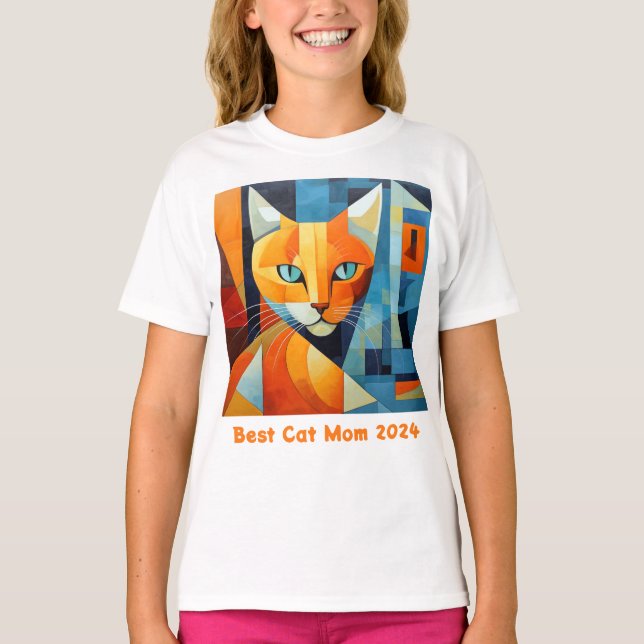 Abstract Whiskers: Best Cat Mum T-Shirt (Front)