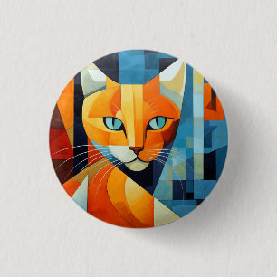 Abstract Whiskers: Orange Cat 3 Cm Round Badge