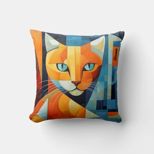 Abstract Whiskers: Orange Cat Cushion (Front)