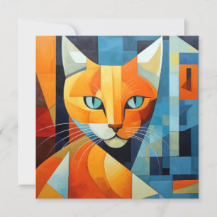 Abstract Whiskers: Orange Cat Holiday Card