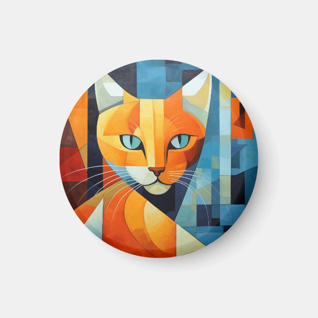 Abstract Whiskers: Orange Cat Magnet (Front)