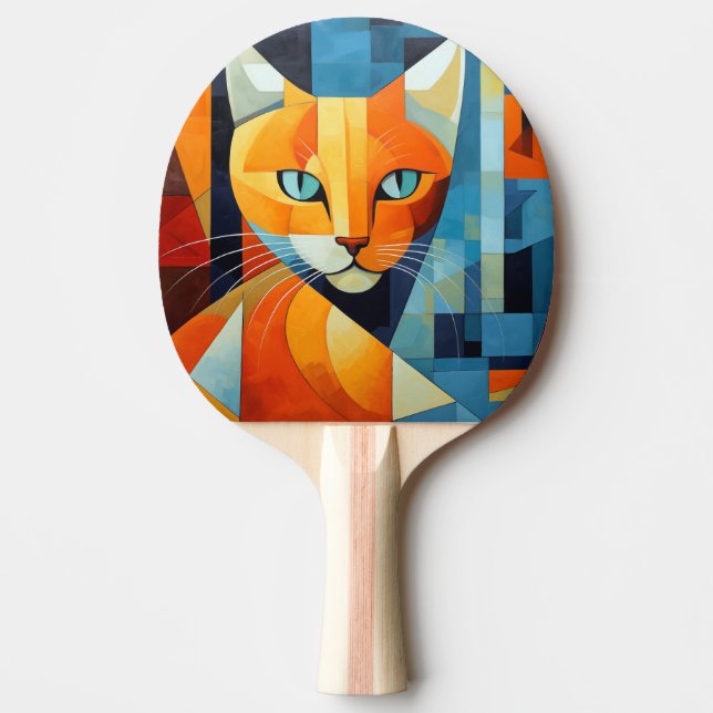 Abstract Whiskers: Orange Cat Ping Pong Paddle (Front)