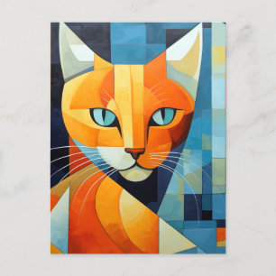 Abstract Whiskers: Orange Cat Postcard