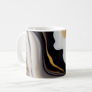Abstract white and black and golden abstract  coffee mug