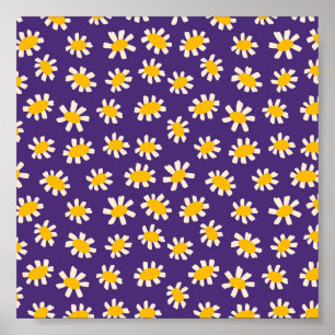 Abstract White and Yellow Flowers Art Poster