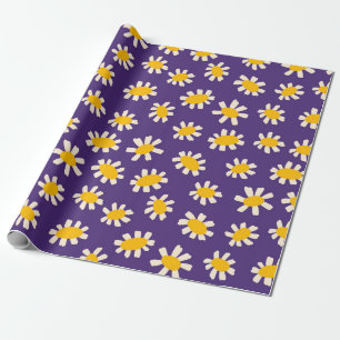 Abstract White and Yellow Flowers Art Wrapping Paper