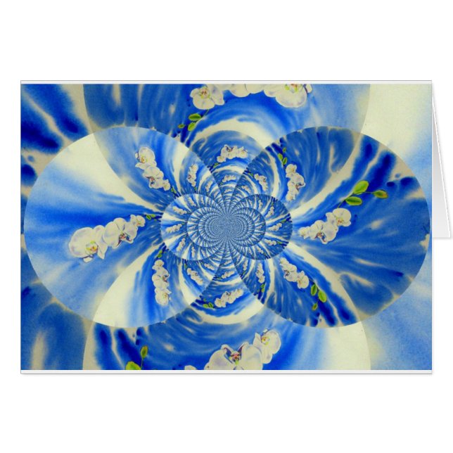 Abstract white blue floral painting (Front Horizontal)
