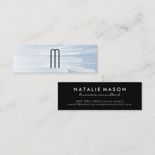 Abstract White Blue Hues Background Monogram Mini Business Card