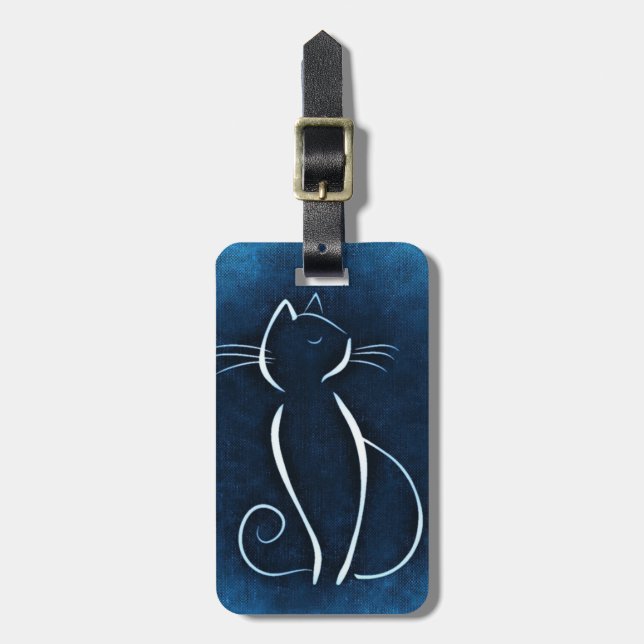 Abstract White Cat Luggage Tag (Front Vertical)