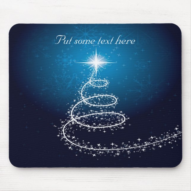 Abstract White  Christmas Tree on Glowing Blue Mouse Pad (Front)