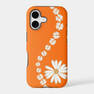 Abstract White Daisies on Orange iPhone 5 Case