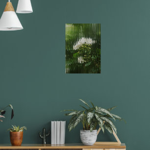 Abstract White Flowers through Reeded Glass Poster