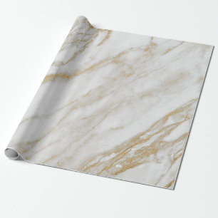 Abstract White Gold Grey Carrara Marble Stone VIP Wrapping Paper