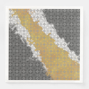 Abstract White, Grey, Bronze, Gold Vintage Pattern Napkin