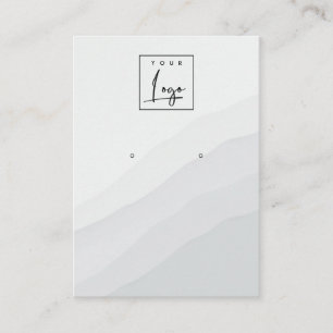 Abstract White Grey Stud Wave Earring Logo Display Business Card
