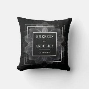 Abstract White Light Flower Mandala Cushion