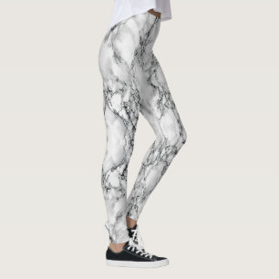 Abstract White Marble Stone Leggings
