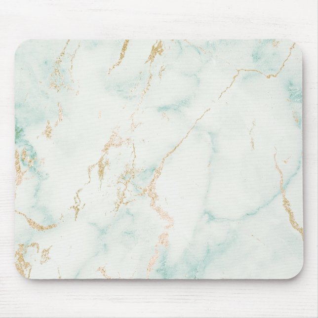 Abstract White Mint Green Gold Marble Mouse Pad (Front)