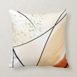 Abstract White Orange Green Black Line Cushion