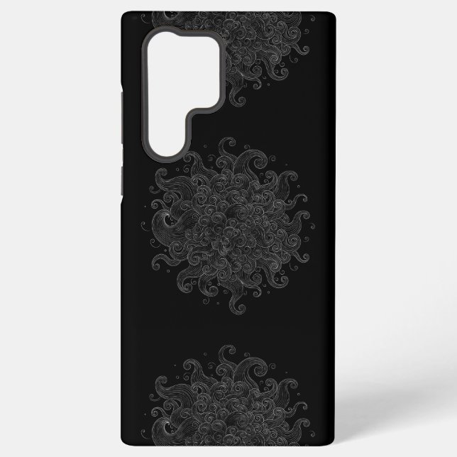Abstract White Outline Waves Seamless Phone Case (Back)