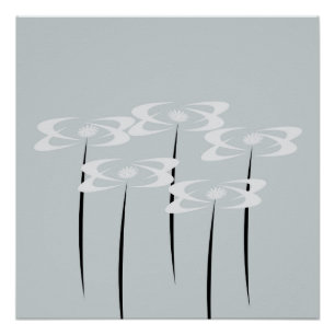 Abstract White Philadelphus Flowers Poster