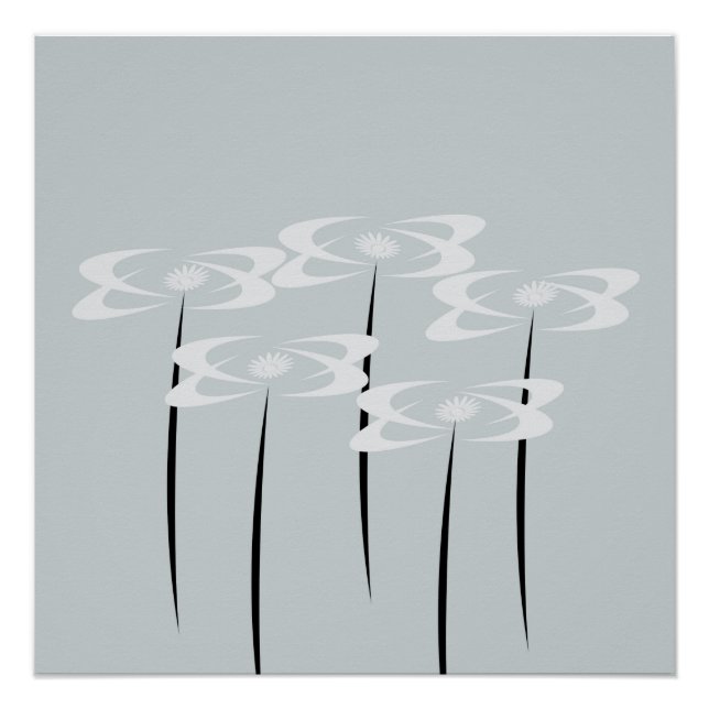 Abstract White Philadelphus Flowers Poster (Front)