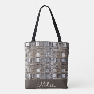 Abstract White Polka Dots on Black White Stripe  Tote Bag