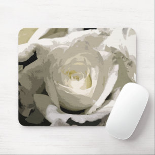 Abstract White Rose Mouse Pad