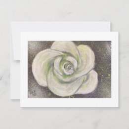 Abstract White Rose on black background card