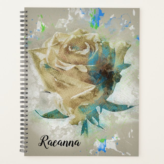 Abstract White Rose Planner (Front)