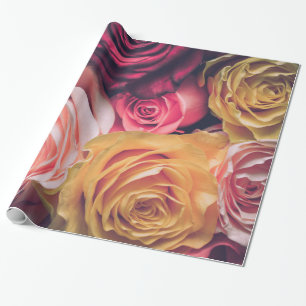 Abstract White Roses Garden Elegant Floral Wrappin Wrapping Paper