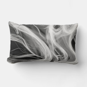 abstract white swirl smoke on black lumbar cushion