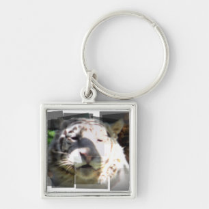 Abstract White Tiger Key Ring