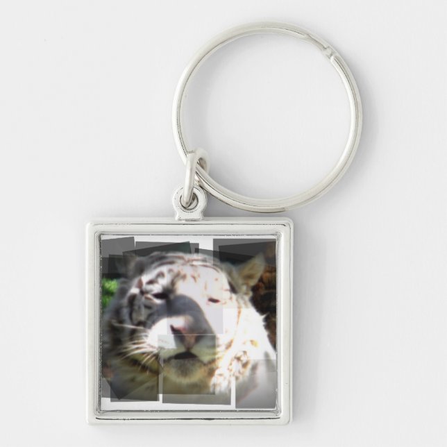 Abstract White Tiger Key Ring (Front)