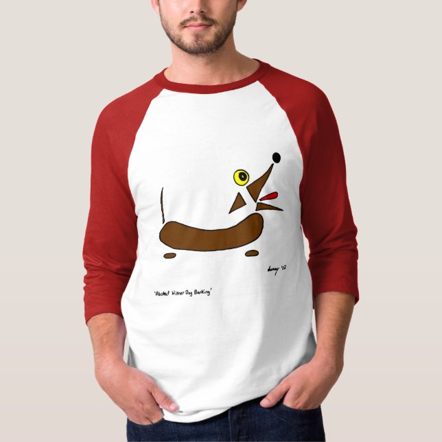 Abstract Wiener Dog Mens Raglan T-Shirt (Front)
