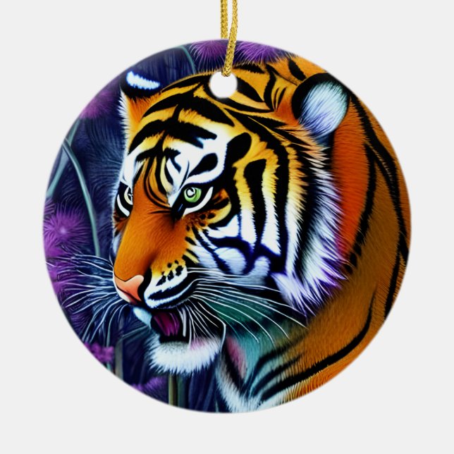 Abstract Wild  Majestic Predator Tiger Ceramic Ornament (Front)