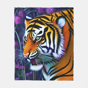 Abstract Wild Majestic Predator Tiger Fleece Blanket