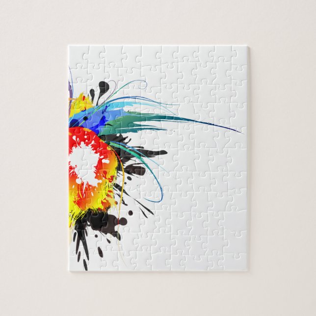 Abstract Wild Parrot Paint Splatters Jigsaw Puzzle (Vertical)