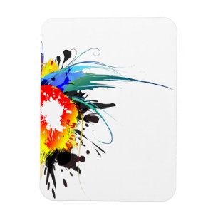 Abstract Wild Parrot Paint Splatters Magnet