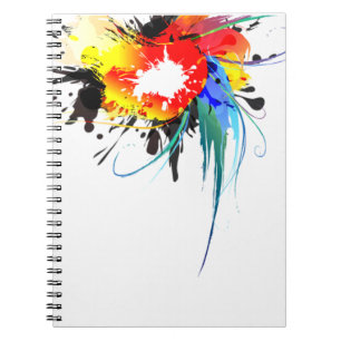 Abstract Wild Parrot Paint Splatters Notebook