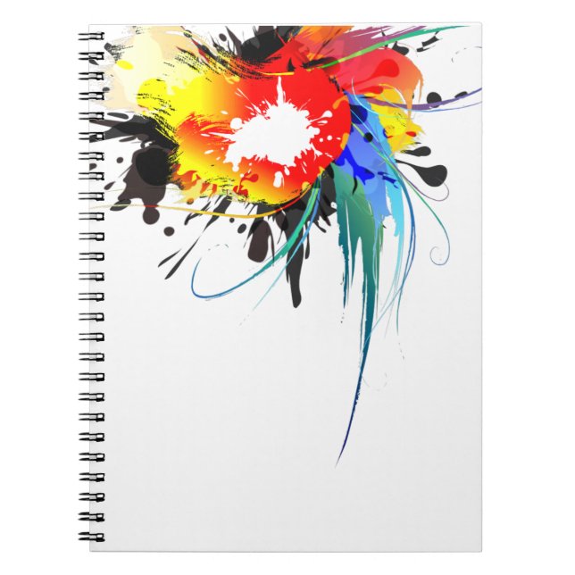 Abstract Wild Parrot Paint Splatters Notebook (Front)