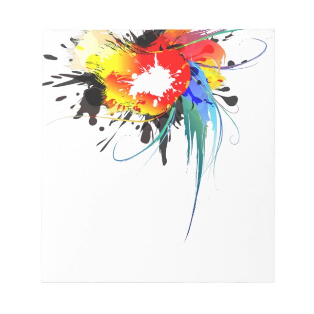 Abstract Wild Parrot Paint Splatters Notepad (Front)