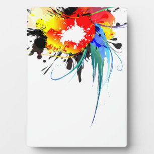 Abstract Wild Parrot Paint Splatters Plaque