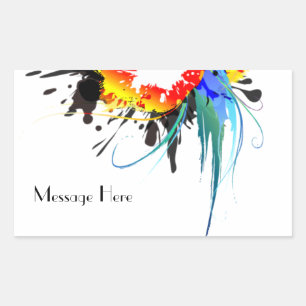 Abstract Wild Parrot Paint Splatters Rectangular Sticker